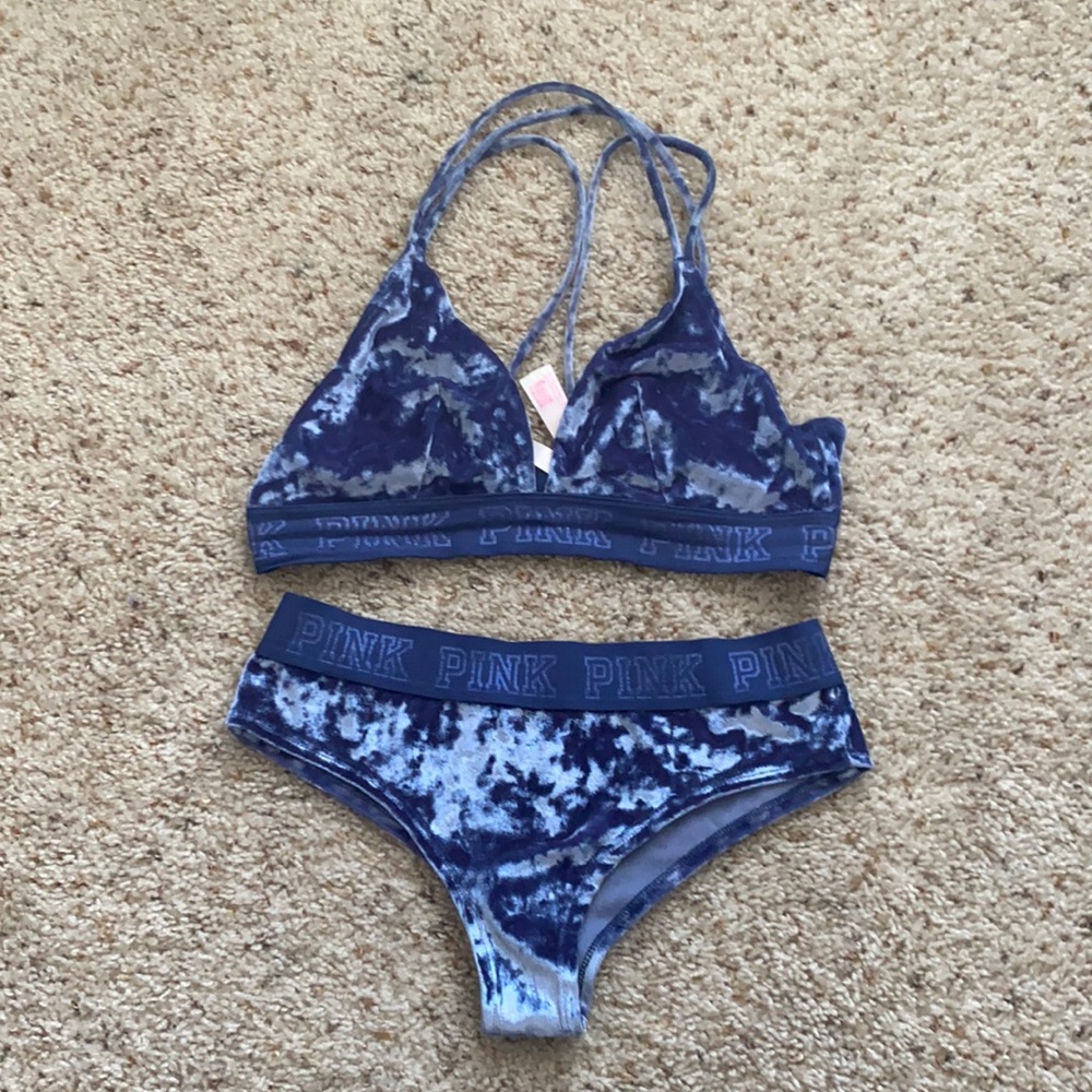 Victoria’s Secret pink crushed velvet bra/panty set